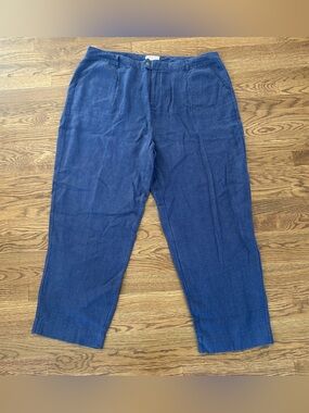 Coldwater Creek 20W Blue 100% Linen Straight Leg Pants Plus Size